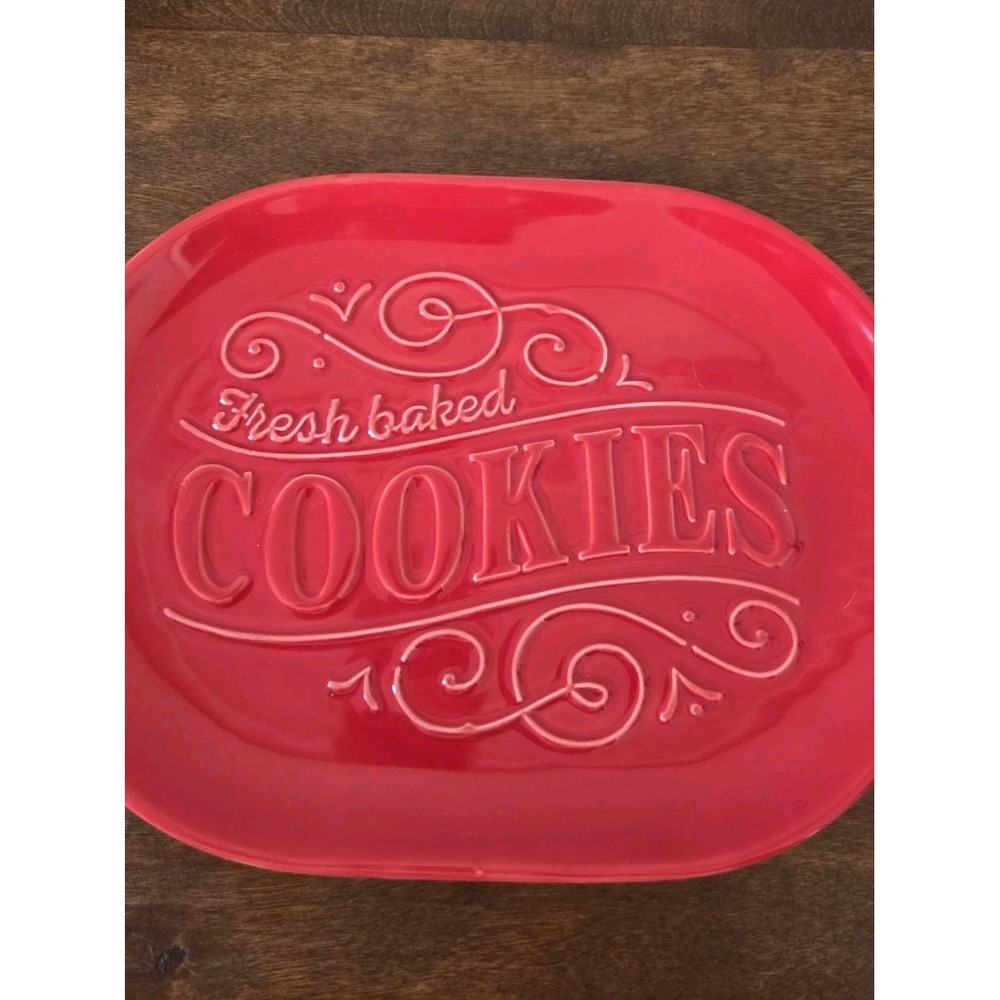 Hallmark Fresh Baked Cookies Serving‎ Platter Red 11" x 8" Christmas Decore